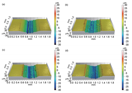 TC4钛合金在含不同浓度S2-的3.5%NaCl溶液中摩擦后的3D轮廓图像